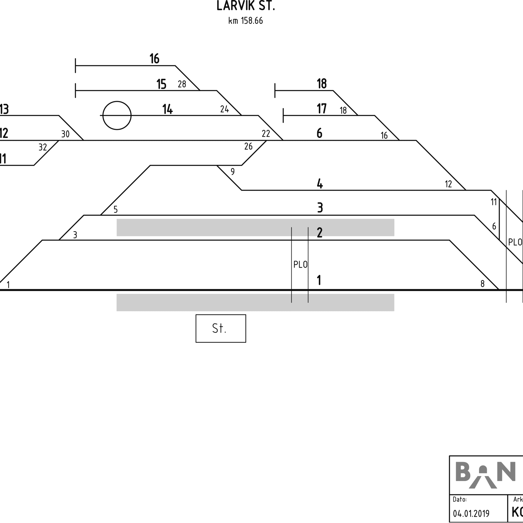 Track plan Larvik Stabling Facility