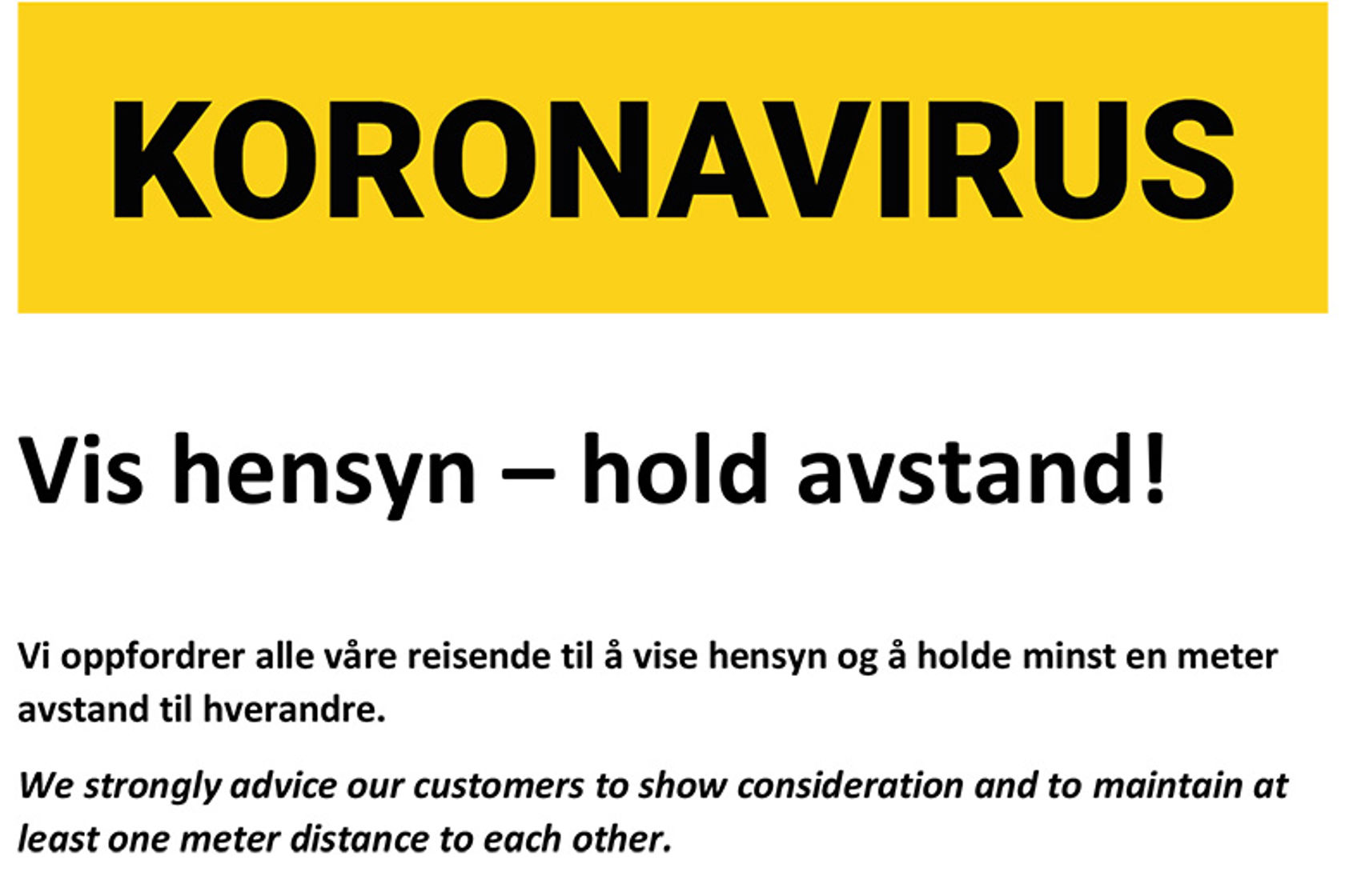 En informasjonsplakat som gir informasjon om hvordan unngå koronavirus