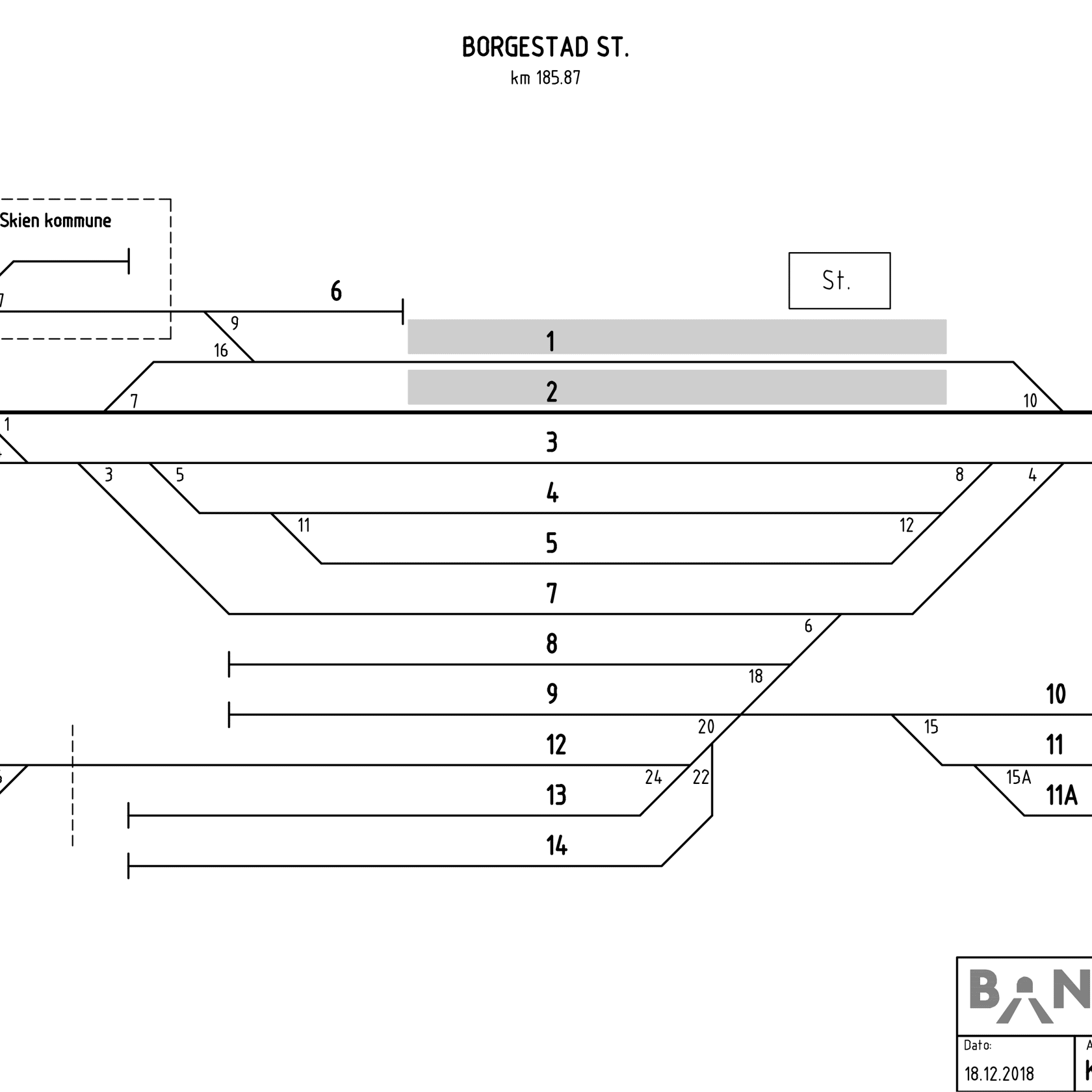 Track plan Borgestad Stabling Facility