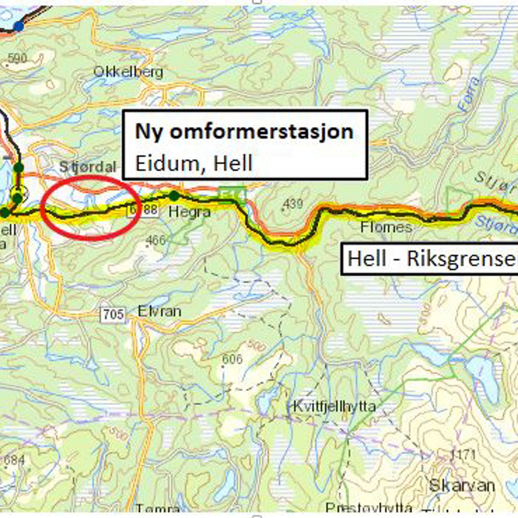 Bildet viser kart over strekningene som elektrifiseres